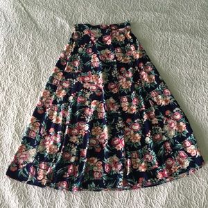 Vintage Floral Midi Skirt